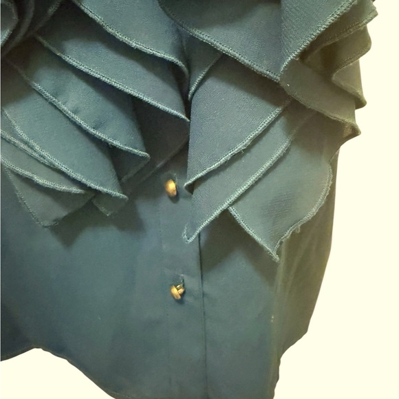 Robbi & Nikki Elegant Ruffled Black Sleeveless Top - Picture 7 of 11